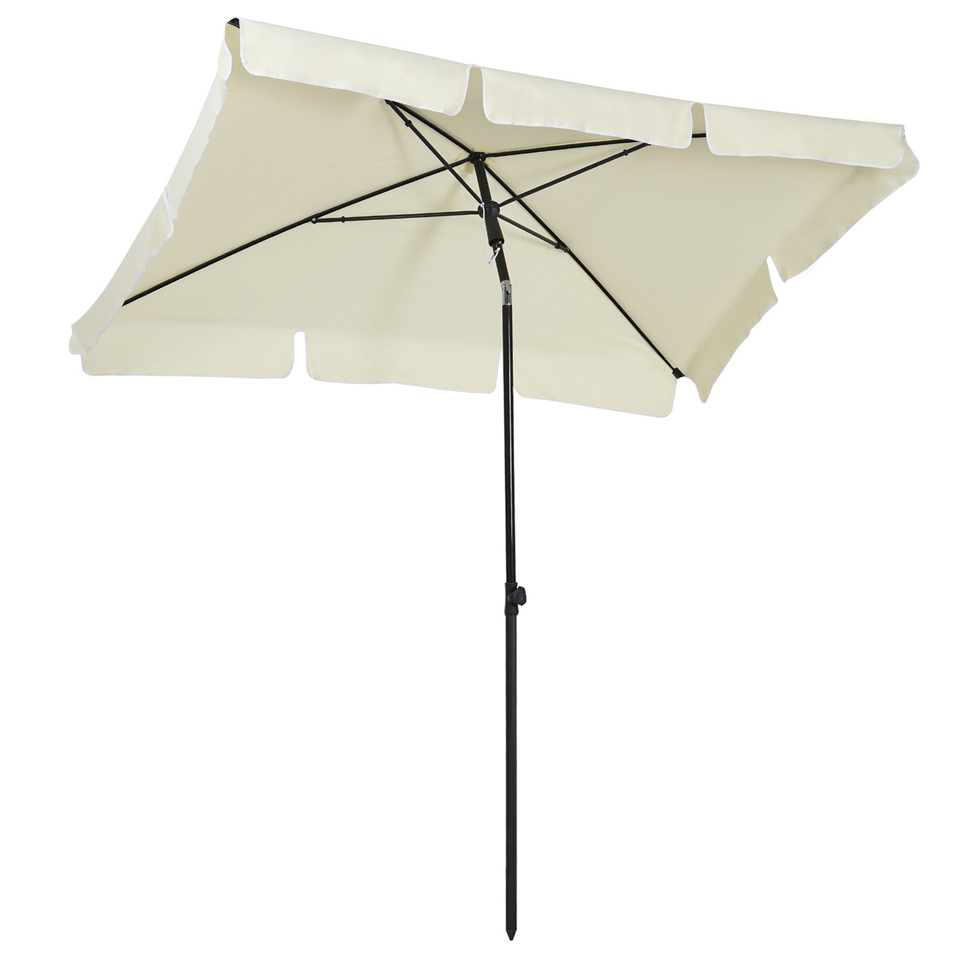 Parasol UV-Protective Foldable Balcony & Beach, Cream White & Black
