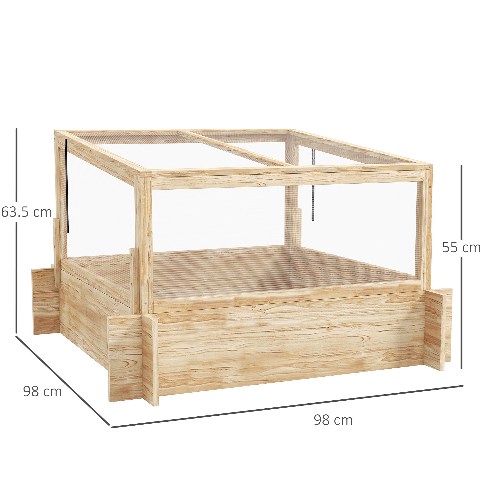 2-In-1 Greenhouse Planter Box, Duo Design Wooden, Natural