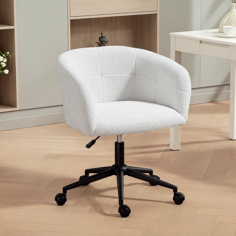 Office Chair Upholstered Tub Design Rolling Plush - Cream/Black