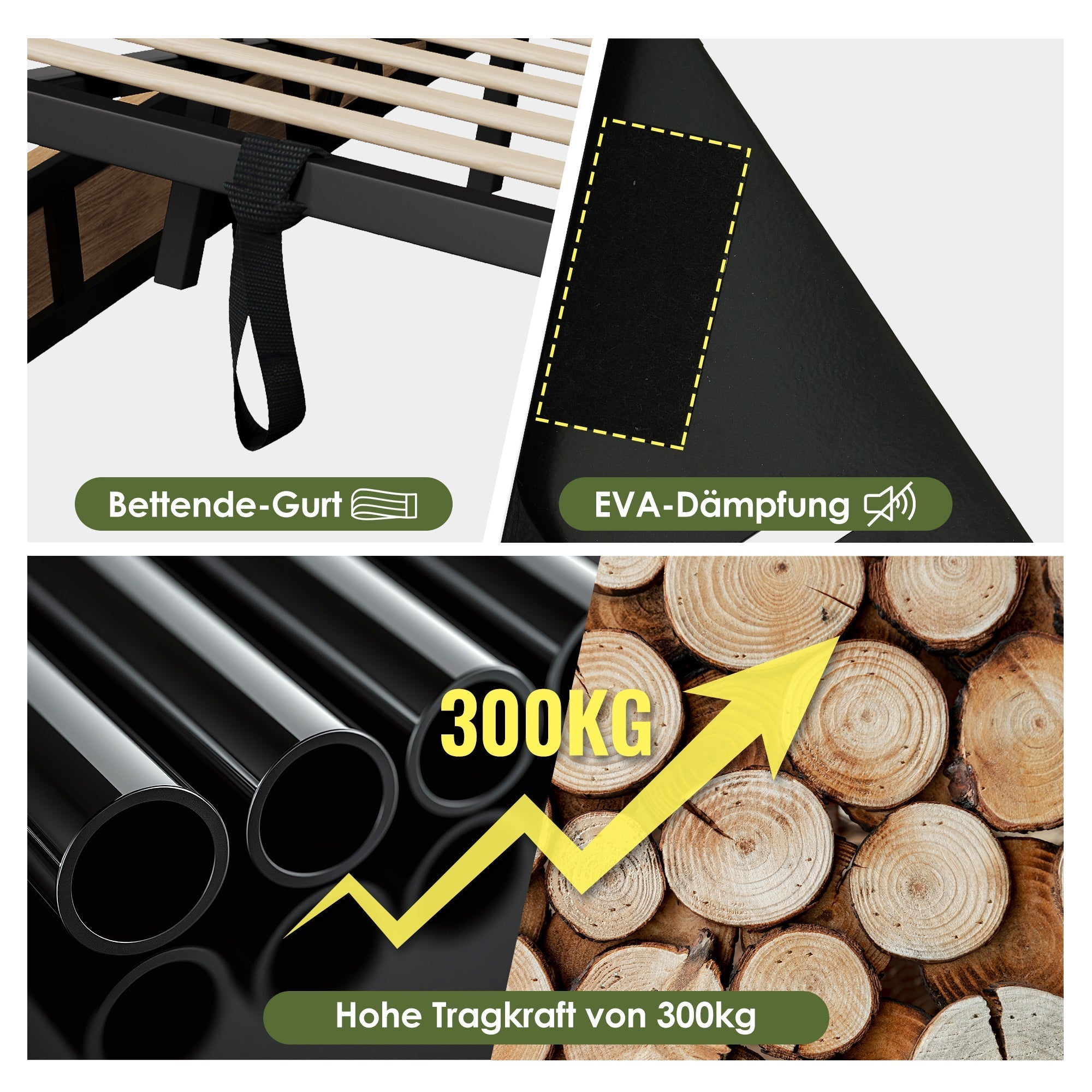 Wooden Double Bed 160×200cm Hydraulic Storage Headboard USB Charging Oak Color