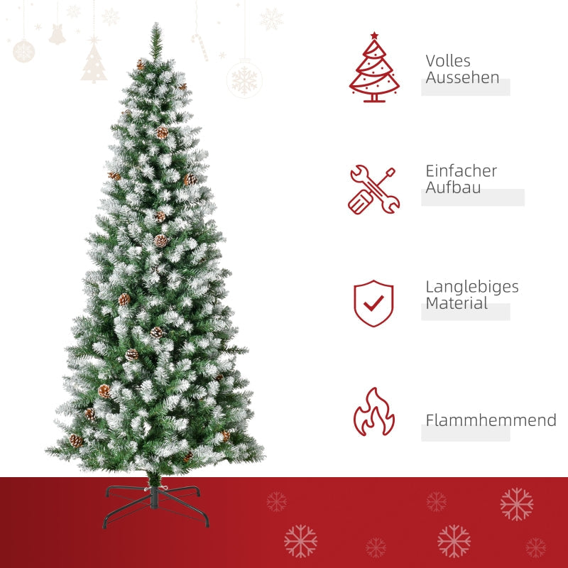 Artificial Christmas Tree, 630 Branches, 37 Cones, Snowy Tips, 180 cm
