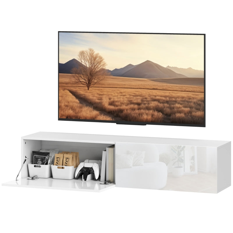 TV cabinet hanging TV board for TVs up to 65 inches 140 cm lowboard with storage space, white