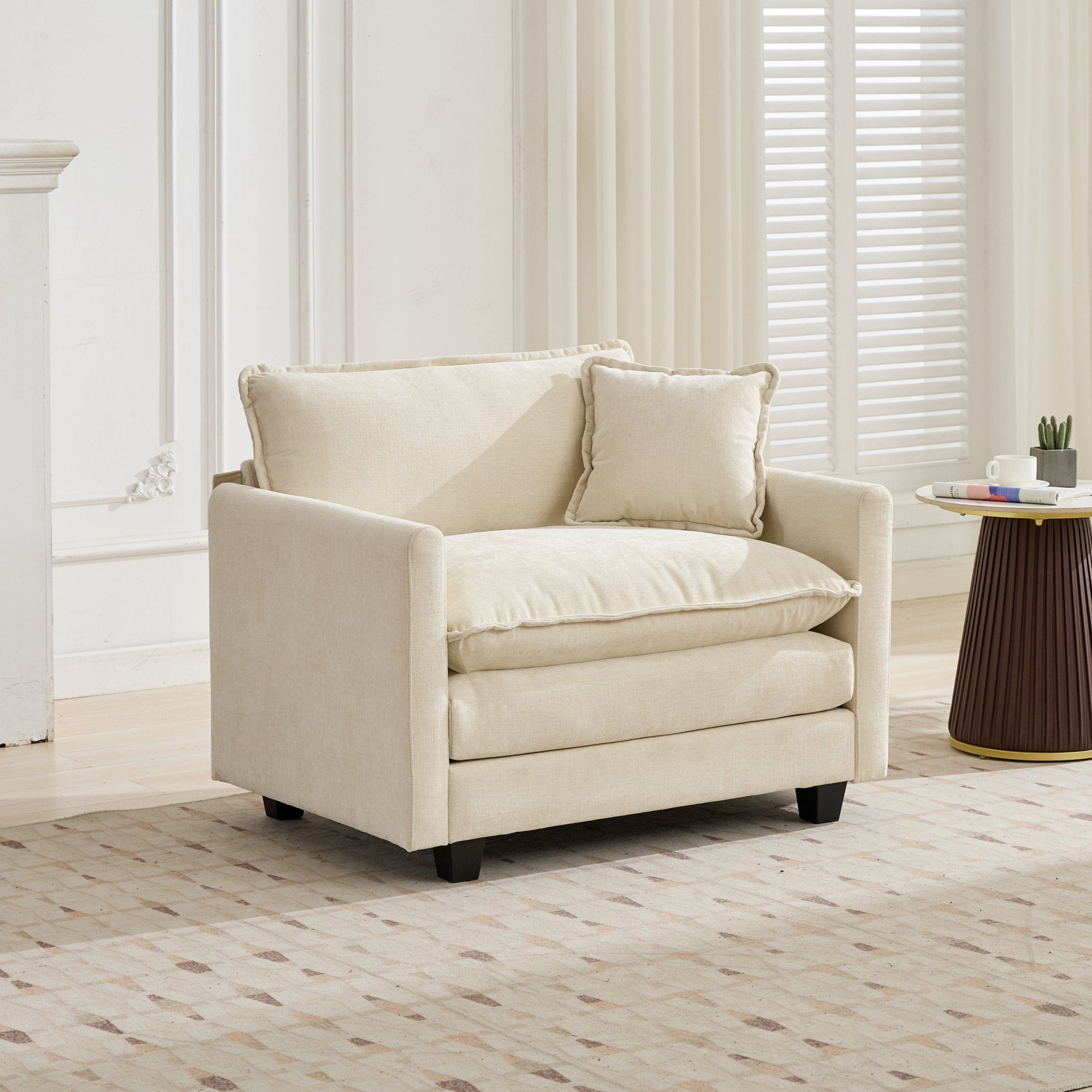 Cloud Sofa Single Seat Modern Sectional Upholstered Cushion - Chenille Beige