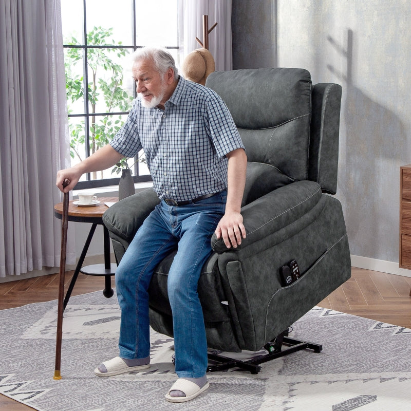 Power Lift Recliner Chair with Massage, Heat, USB in Grey PU Leather