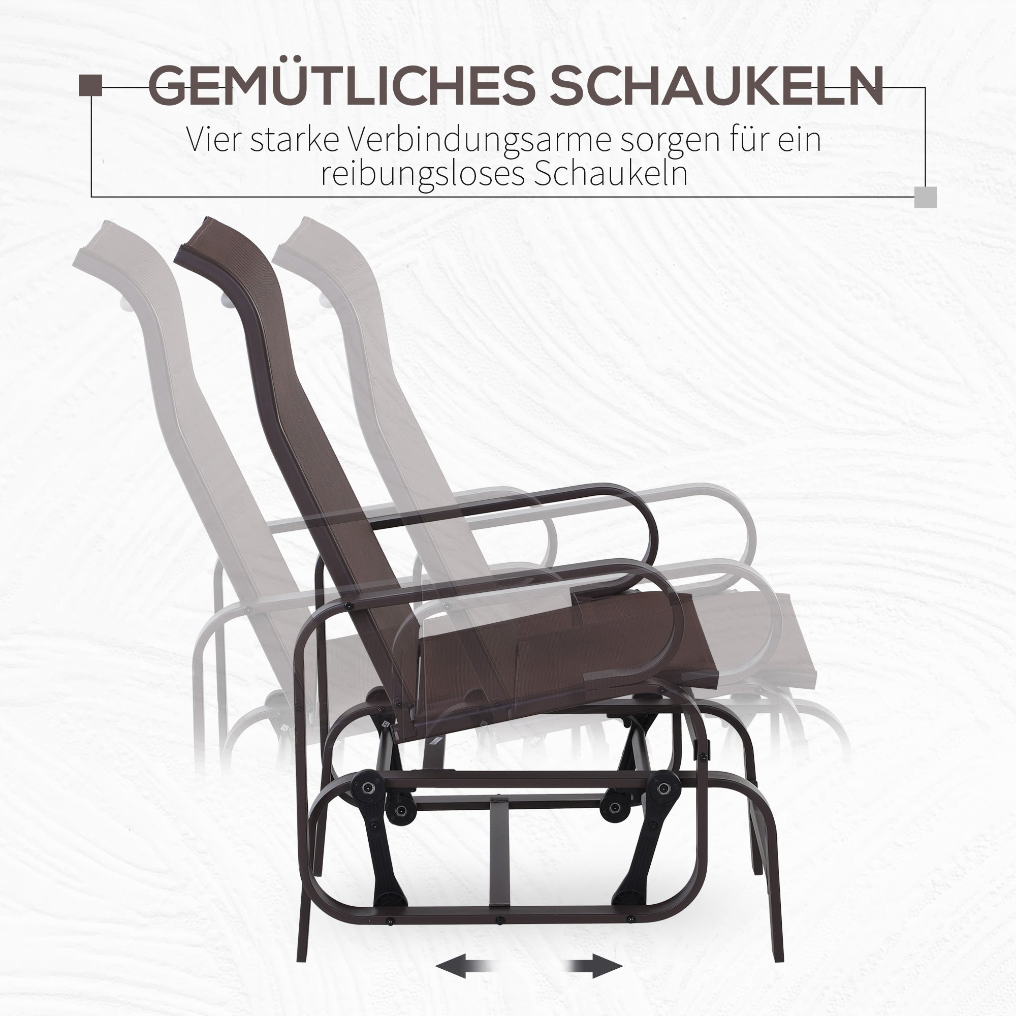 Rocking Chair Garden Relax Chair Metal Swing 60x75x104 cm Texteline