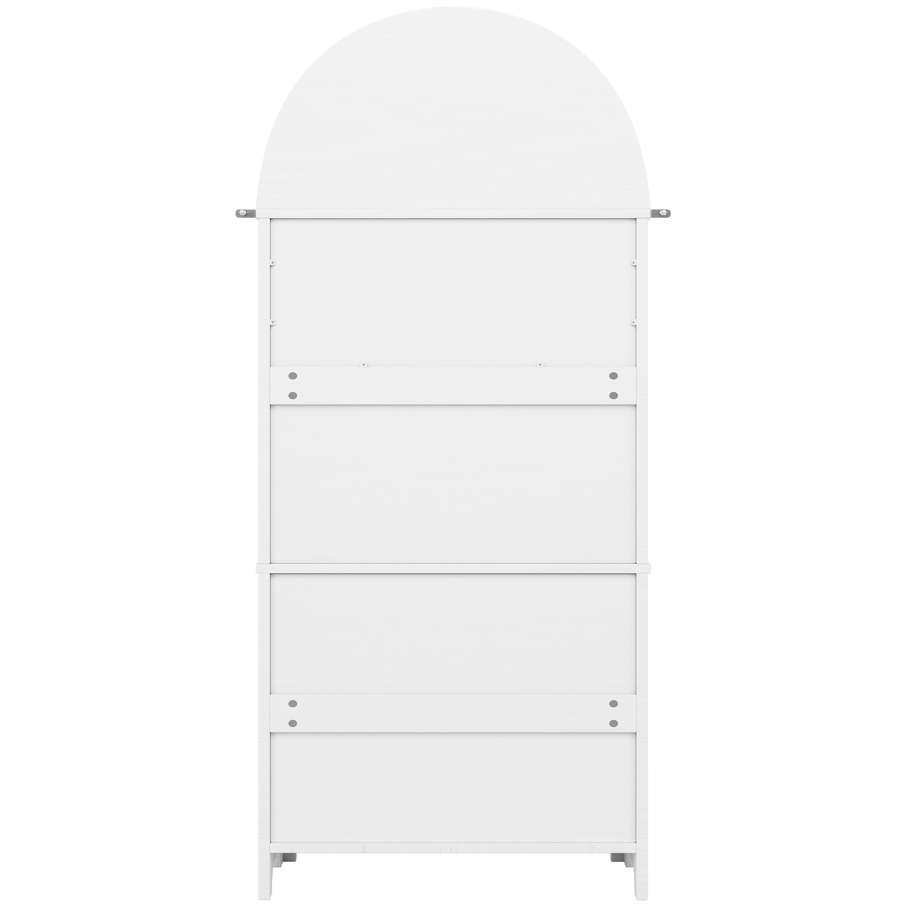 Tall Arched Storage Cabinet Drawers Doors Shelves - White