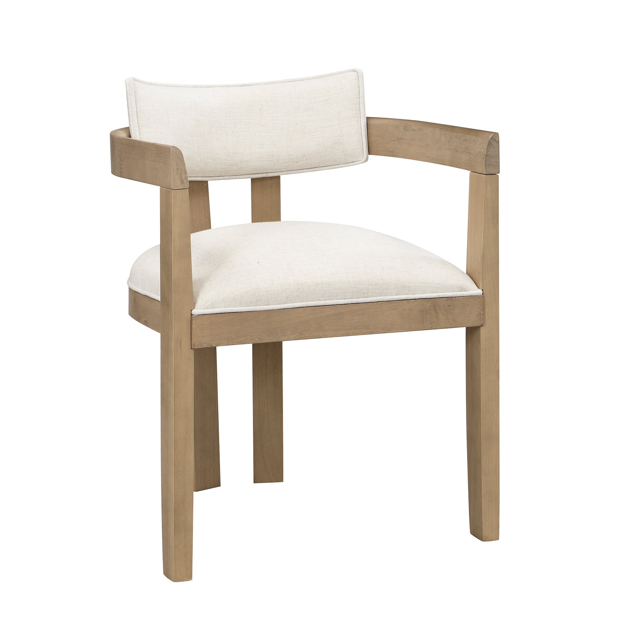 4 Solid Wood Dining Chairs Modern Style Linen Fabric Natural Color