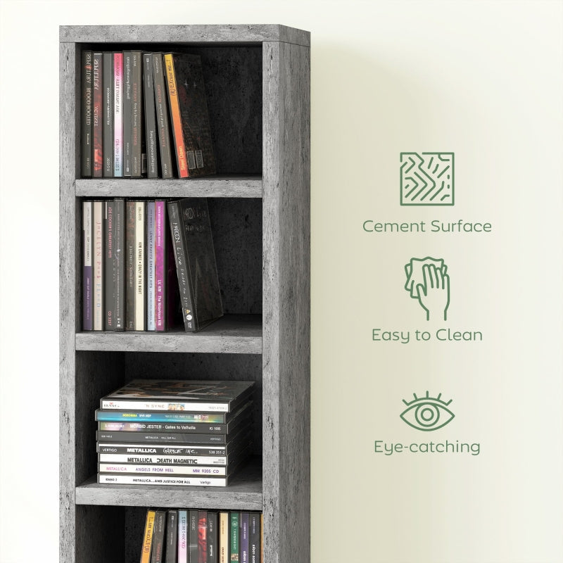 Media Storage Tower 204 CD Tall Narrow Cement Grey