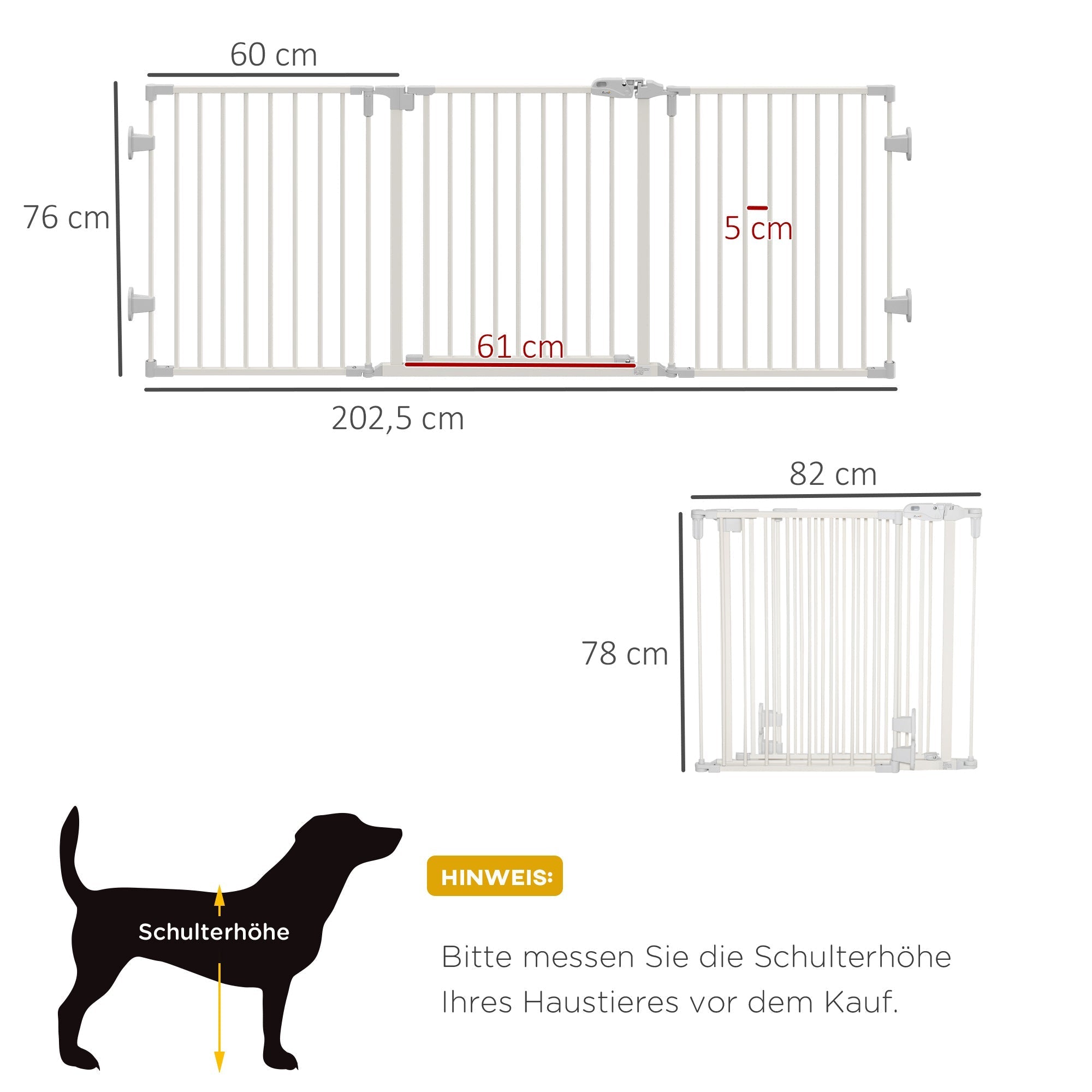 Hundebarriere, konfigurierbar, faltbar, mit automatischer Tür, Metall