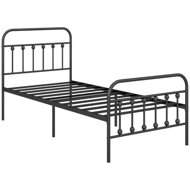 Single Minimalistic Bed Frame, Metal, Black