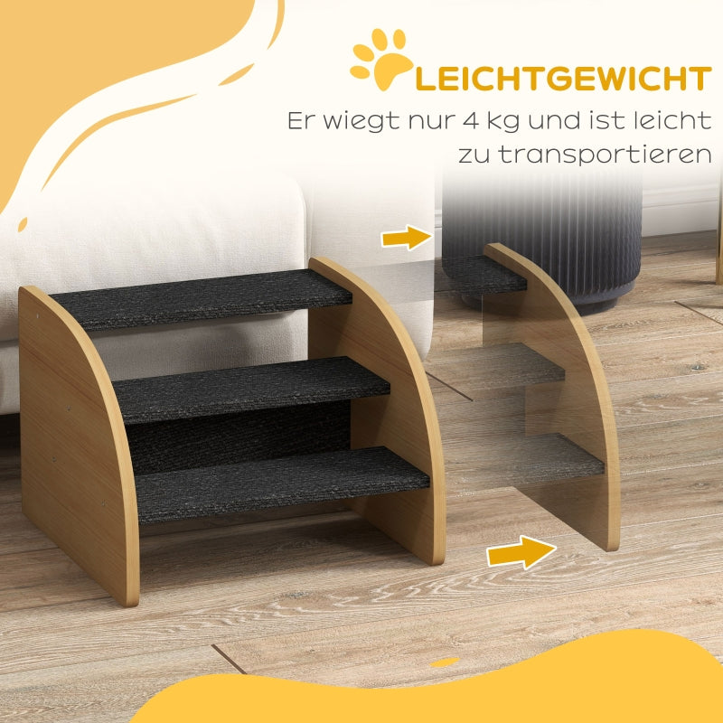 Pet Stairs, 3 Steps for Small Dogs, Oak + Black