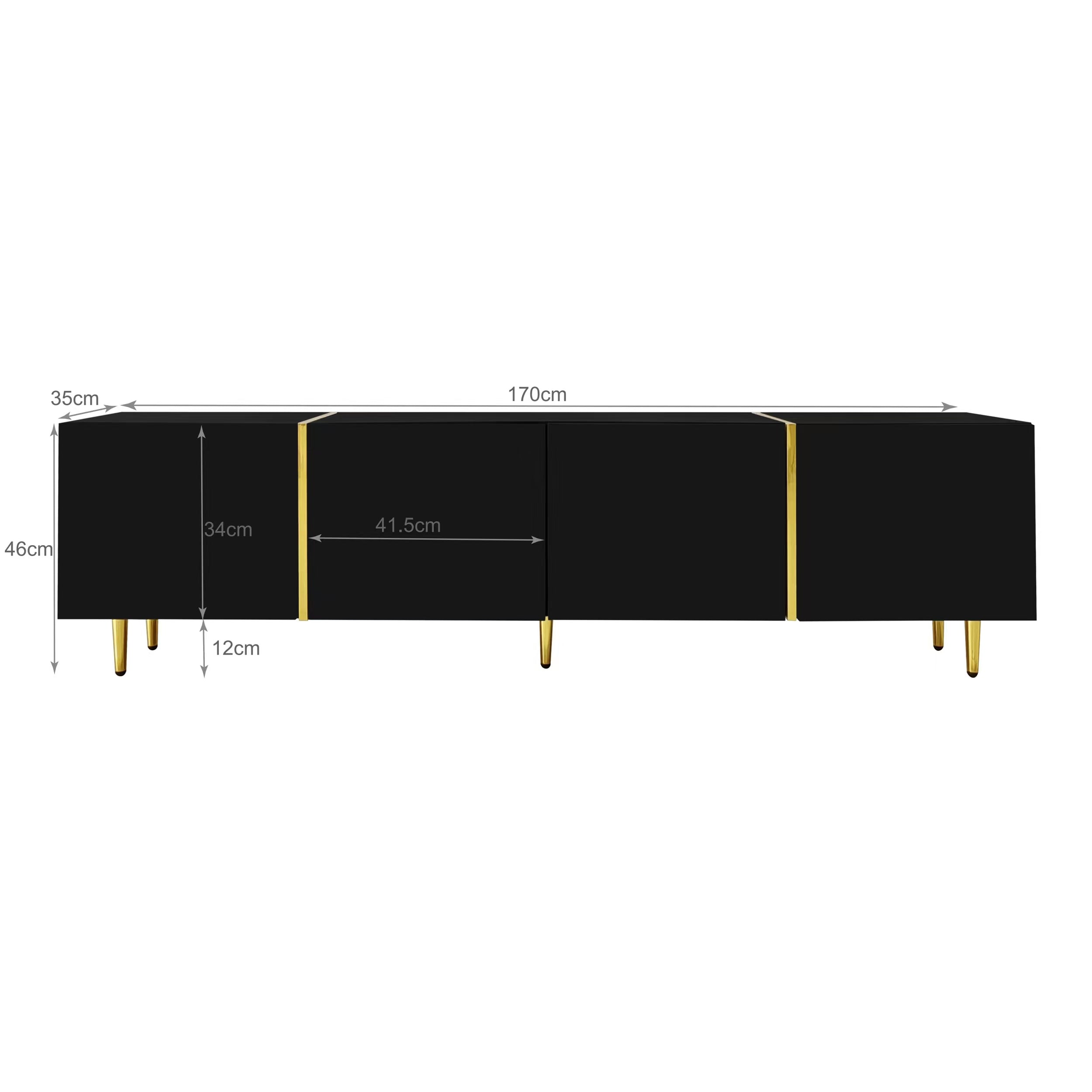 TV Cabinet and Coffee Table Set, High Gloss, Black