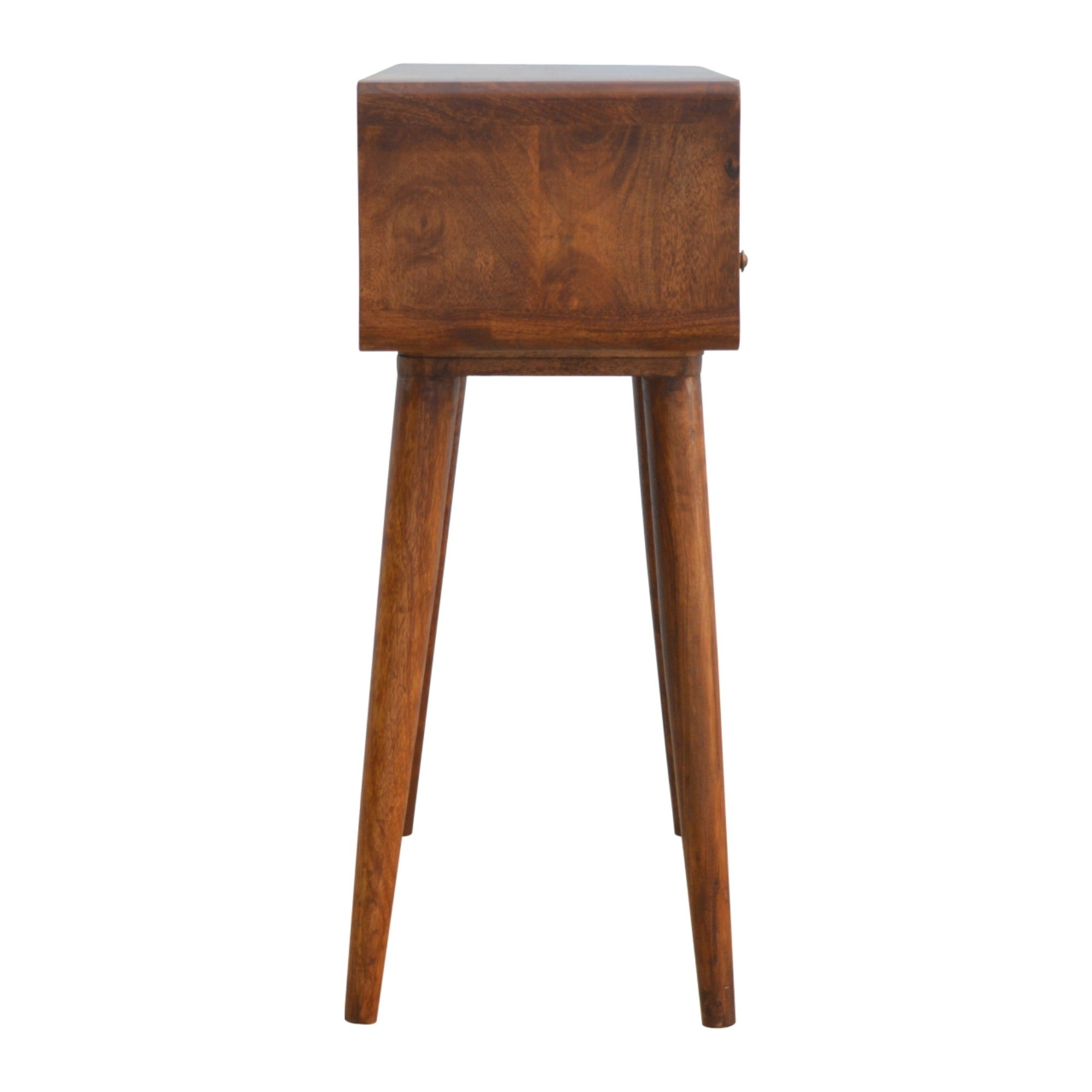 Solid Wood Console Table with 2 Drawers and 1 Open Slot, Dark Brown Chestnut