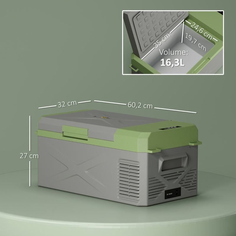 Compressor Cooler Box 16.3L Electric Mini Fridge 12/220V, Grey+Green