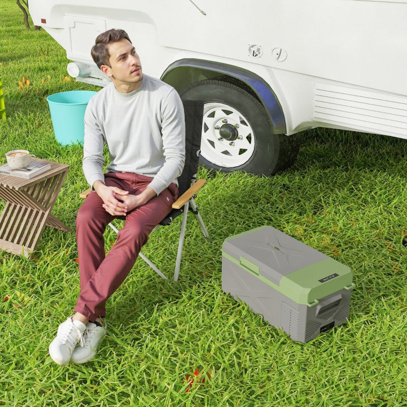 Compressor Cooler Box 16.3L Electric Mini Fridge 12/220V, Grey+Green