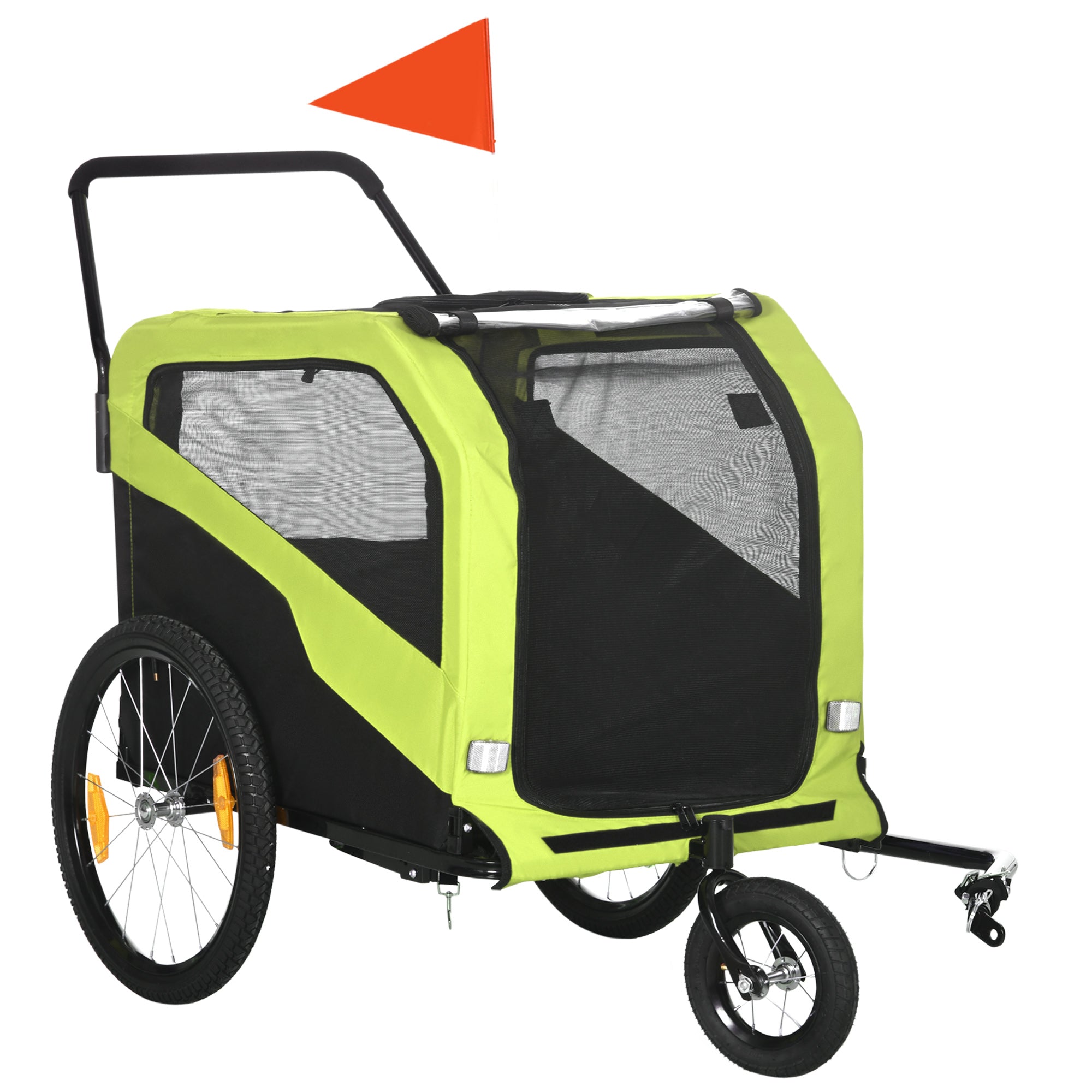 2-in-1 Dog Trailer/Stroller Bicycle Carrier Max 30kg, Oxford Fabric, Green