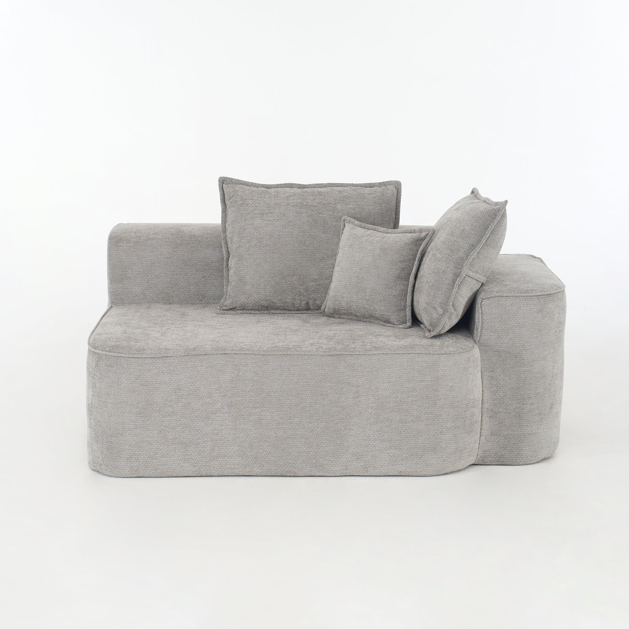 Comfortable 2-Seater Sofa with Side Pockets and Cushions, No Assembly, Grey