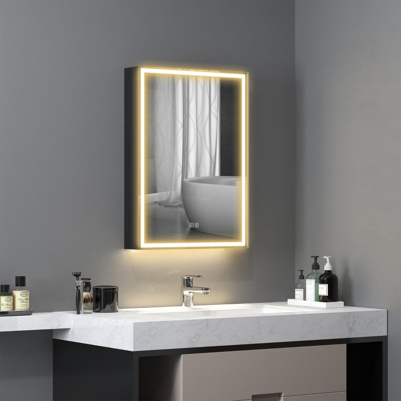 Mirror Cabinet with LED, Dimmable, Anti-Fog, Black