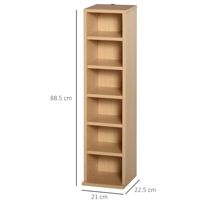 CD Media Display Shelf Unit Set of 2, 204 Capacity Adjustable Shelves, Natural Wood Colour