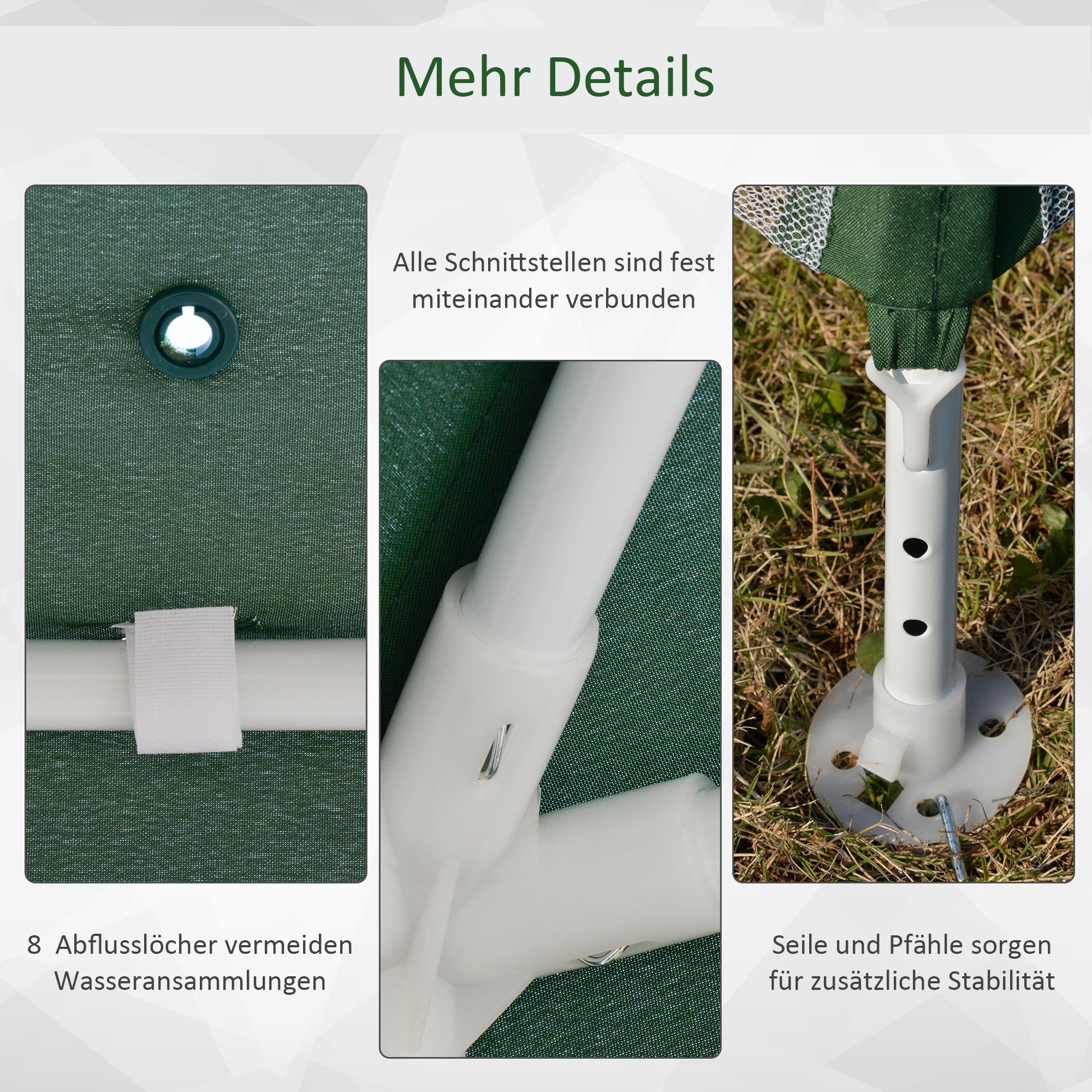 Gartenpavillon Partyzelt 3x3 m Wetterfestes Moskitonetz, Metall & Polyester, Grün