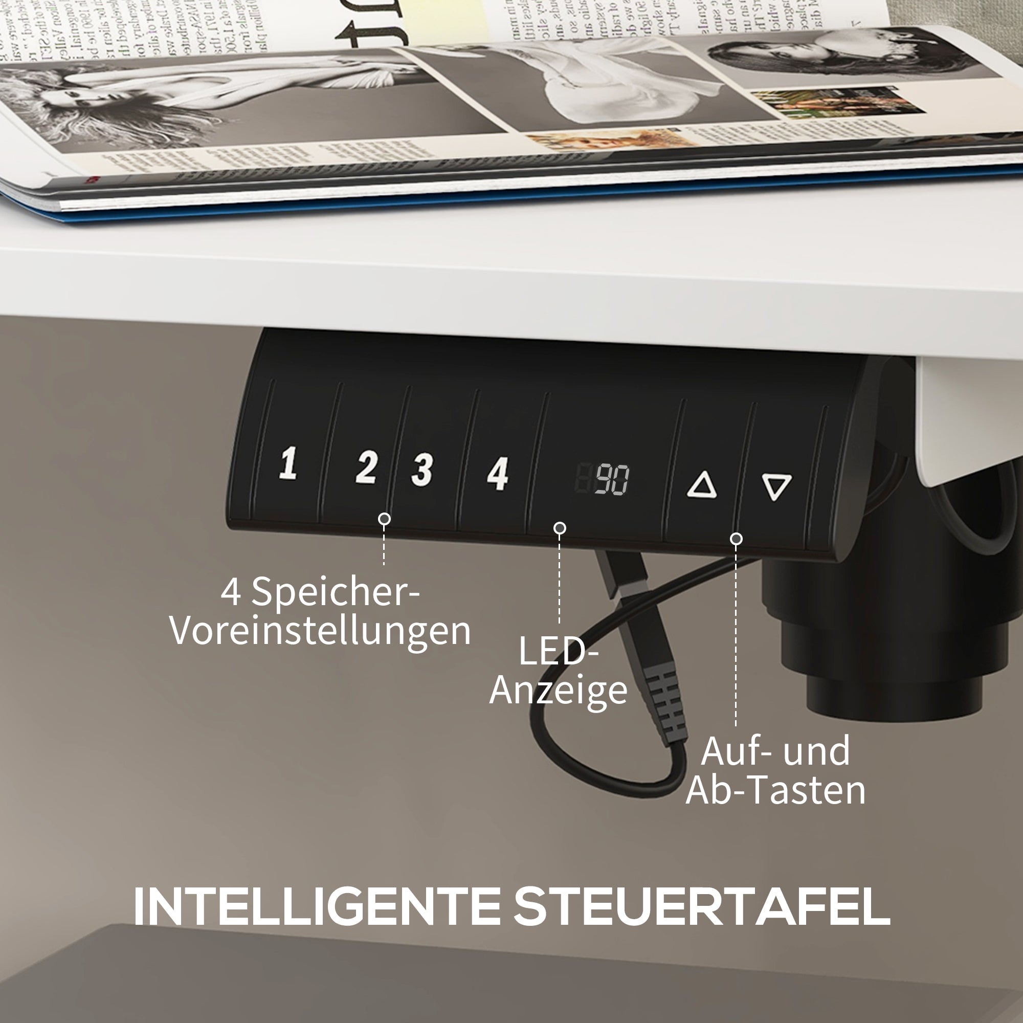 Electric Standing Desk 140x70cm Ergonomic 4-Memory Anti-Collision White