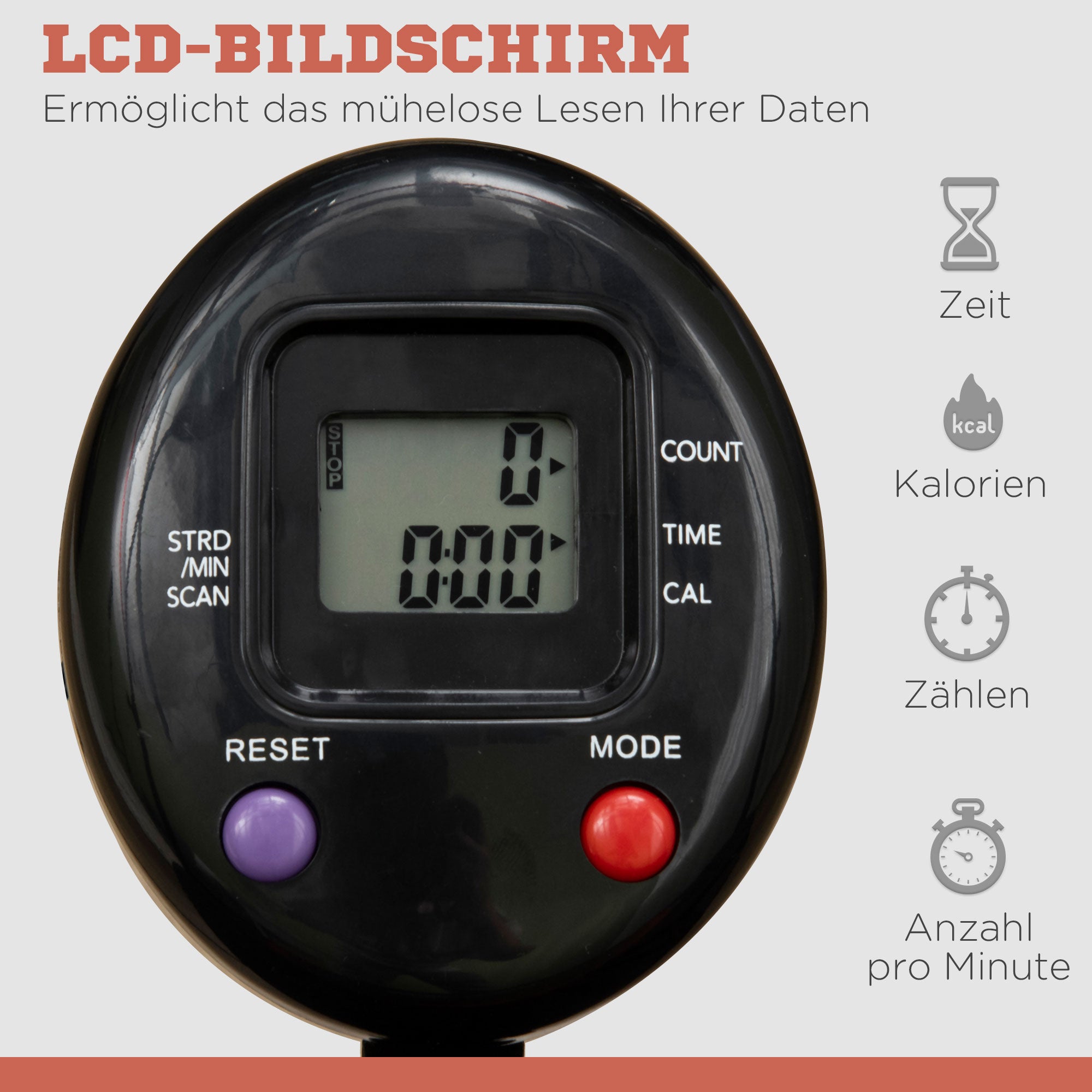 Minitrampolin, LCD-Monitor, 4-fach verstellbarer Lenker, Schwarz/Blau