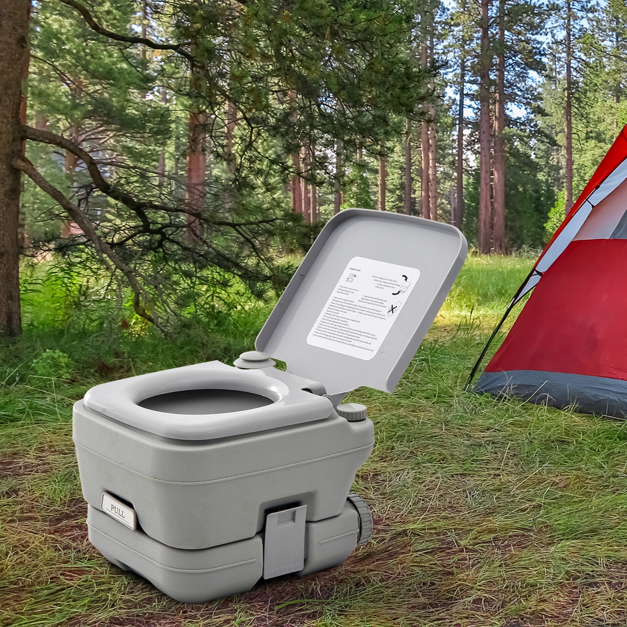 Camping Toilet Foldable Dry Composting 200kg Capacity, Grey