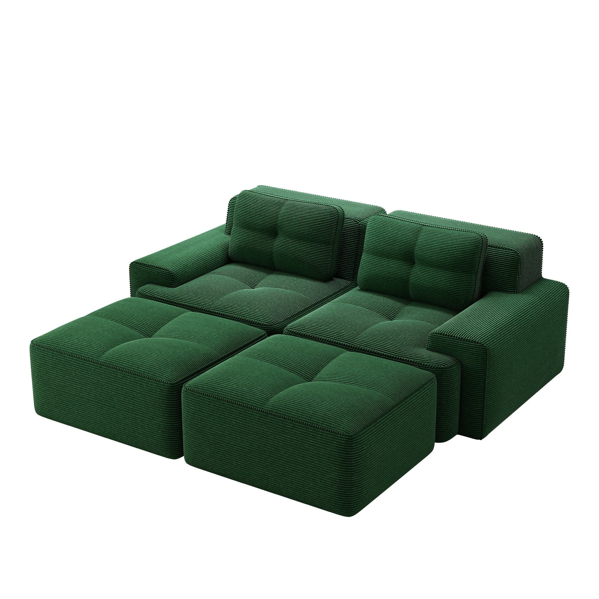 Cloud Modular Sofa U-Shape with Ottoman Deep Seat - Corduroy Green