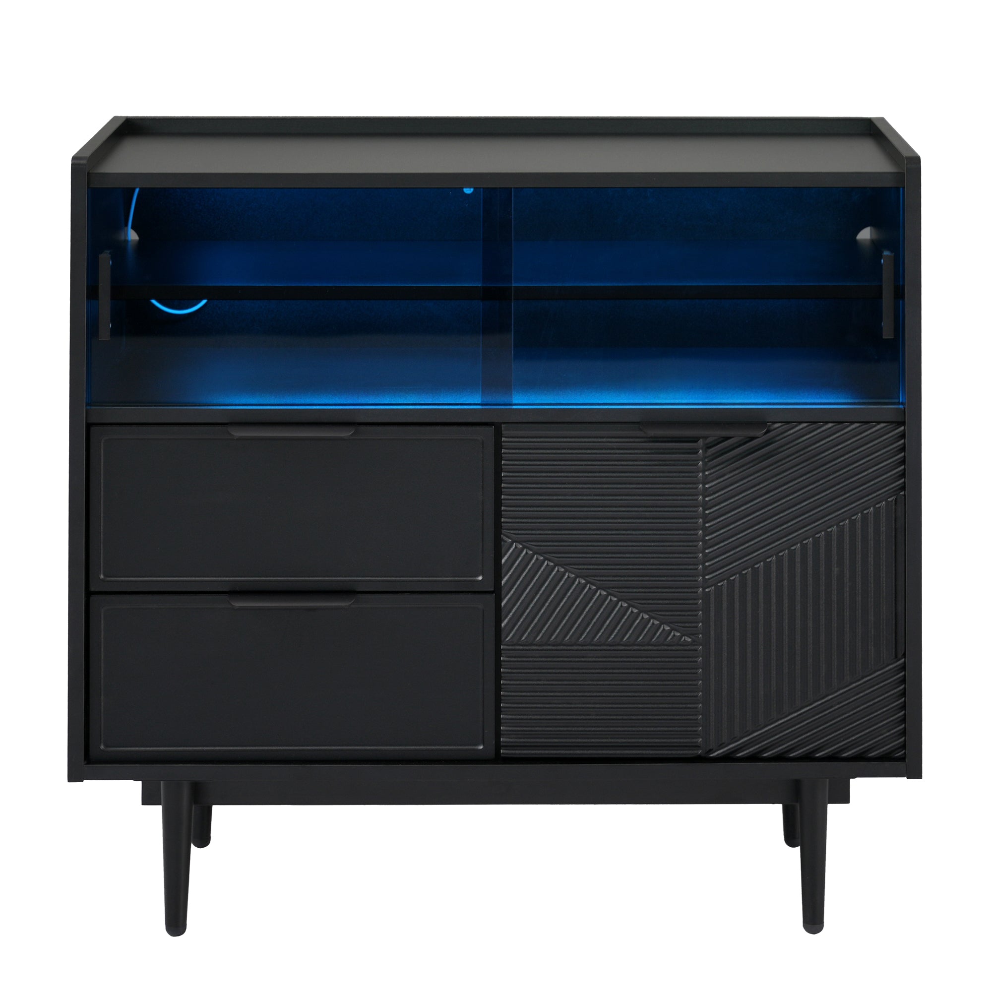 Storage Cabinet Sideboard 80 cm Glass Door, Light Strip