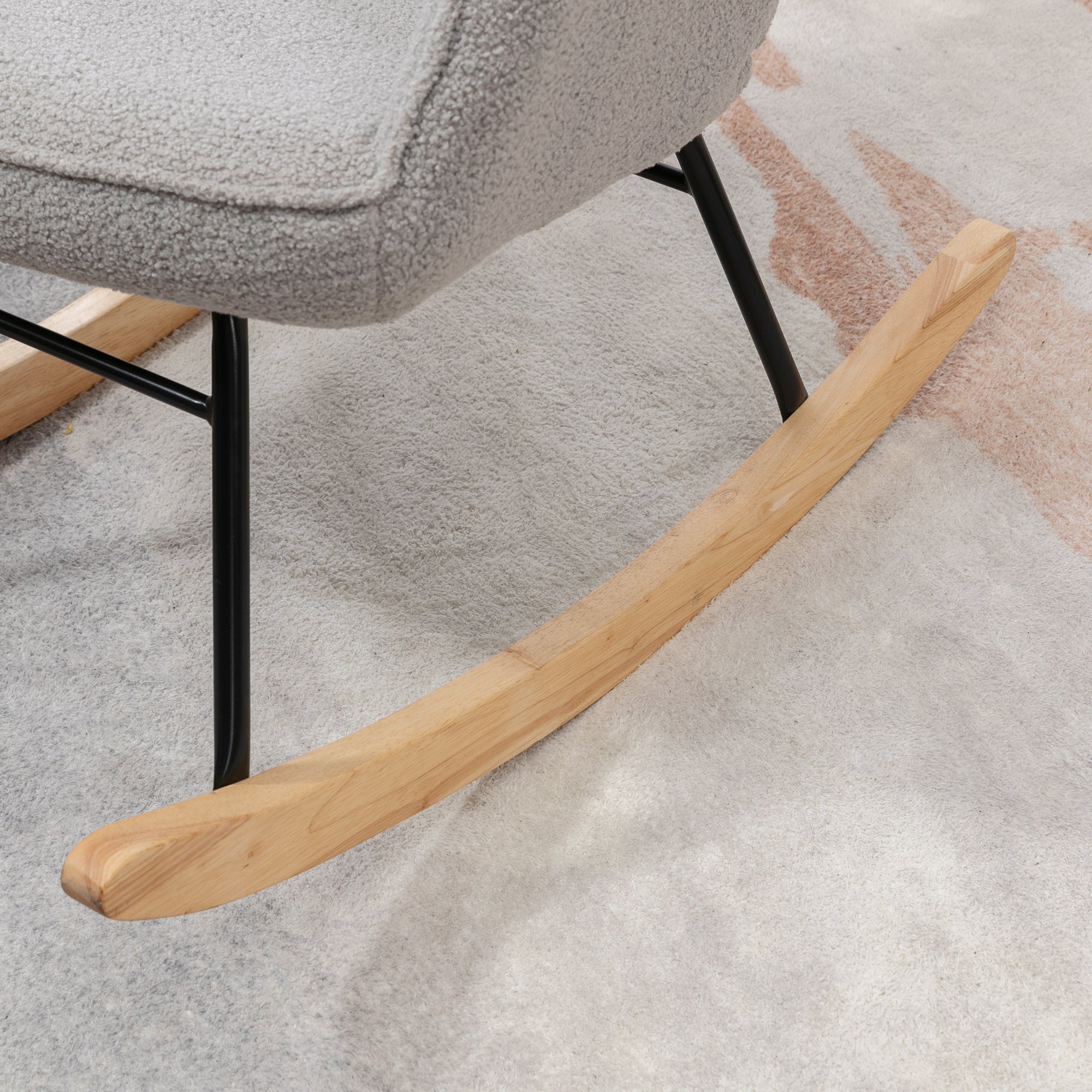 Rocking Chair Swivel Recliner 120 kg Berber Fleece Light Grey