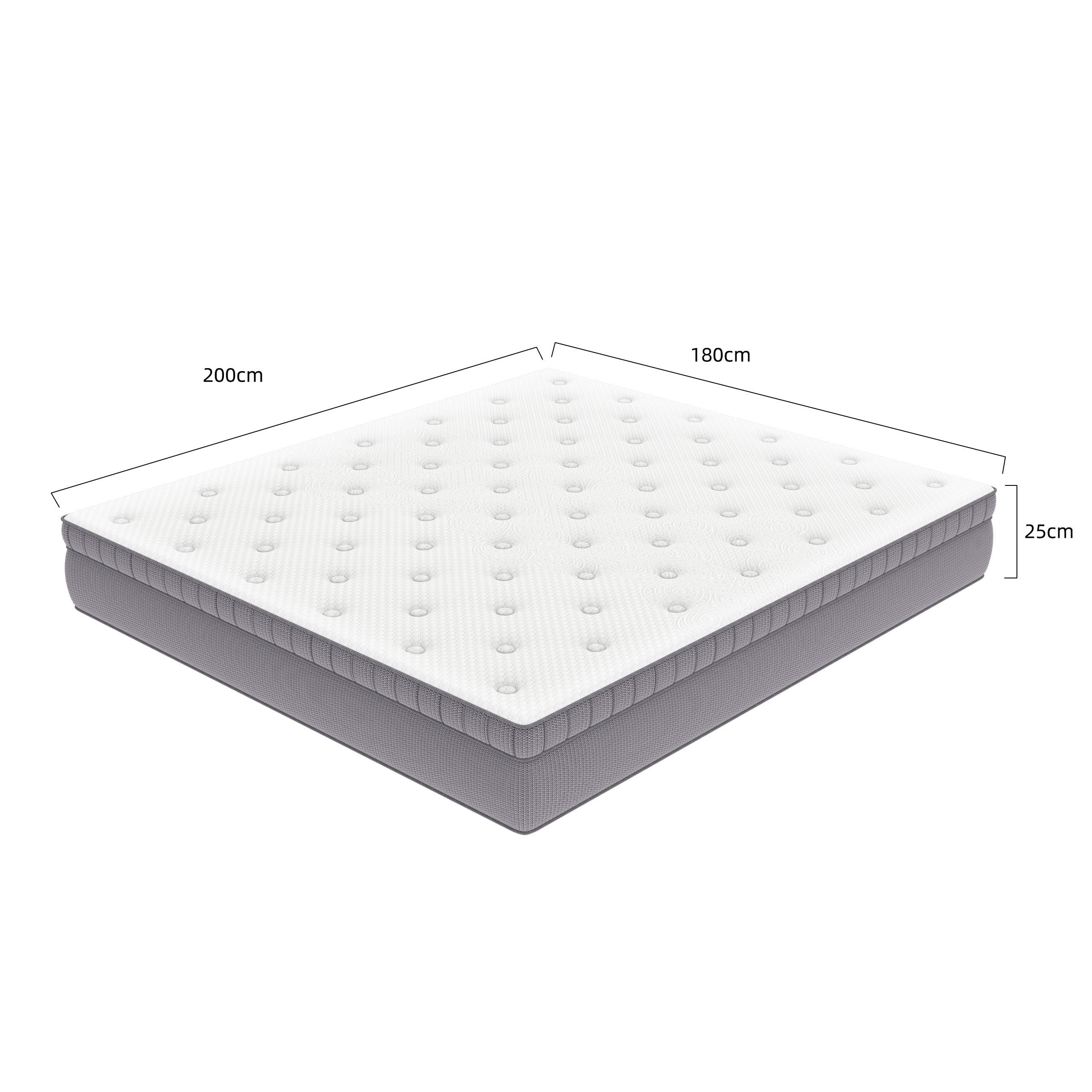 Pocket Spring Mattress 180x200, 7-Zone Ergonomic H3 with Comfort Foam, OEKO-TEX Certified White