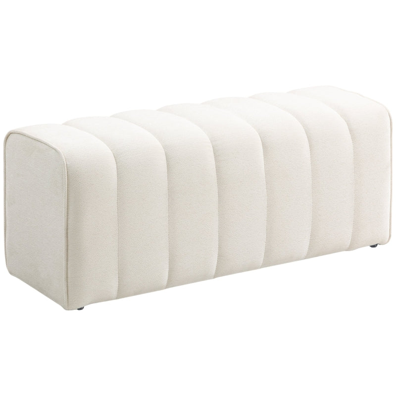 Modern Bedroom Bench Upholstered Wooden Frame Footrest - Cream White