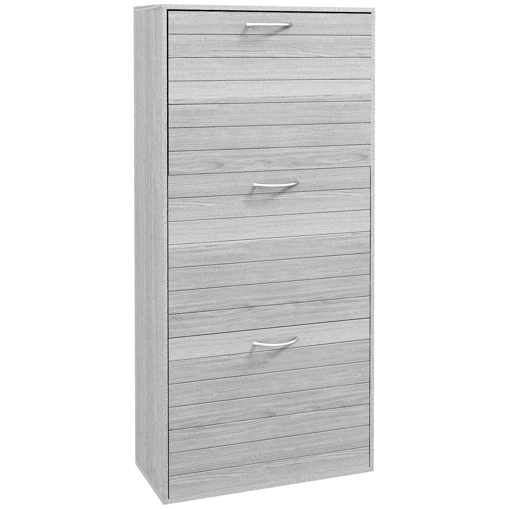 12-Shoe Flip Drawer Storage Cabinet Grey Wood-Effect