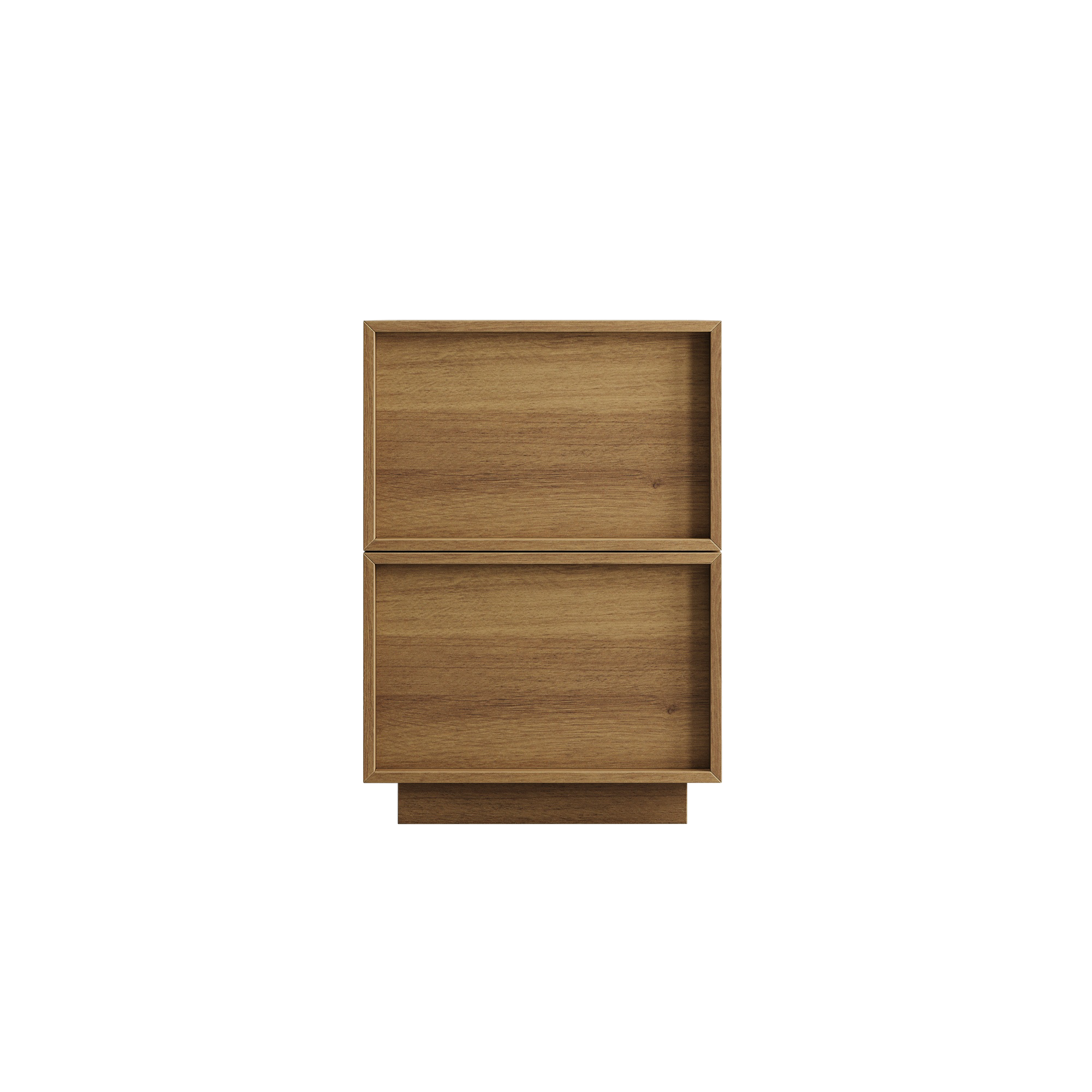 Medieval-Modern Bedside Table with 2 Handleless Drawers and Metal Rails, Oak Look MDF