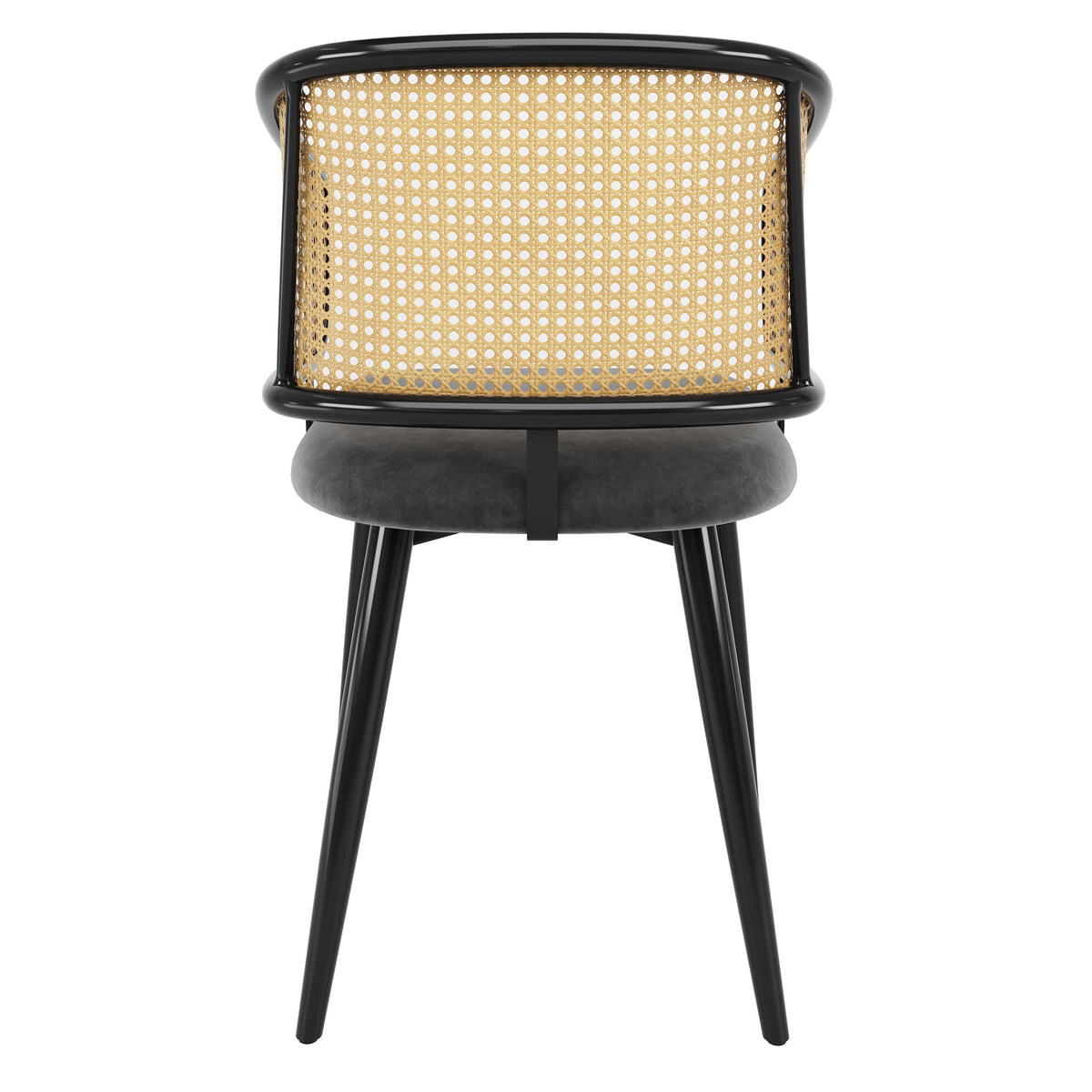 Dining Chairs Set of 6 Rattan Backrests Velvet Cushions Modern Style