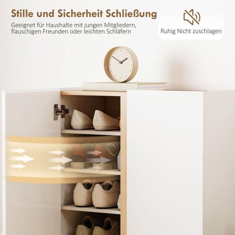 Shoe Cabinet, 6-Tier, 18 Pairs, Wood White