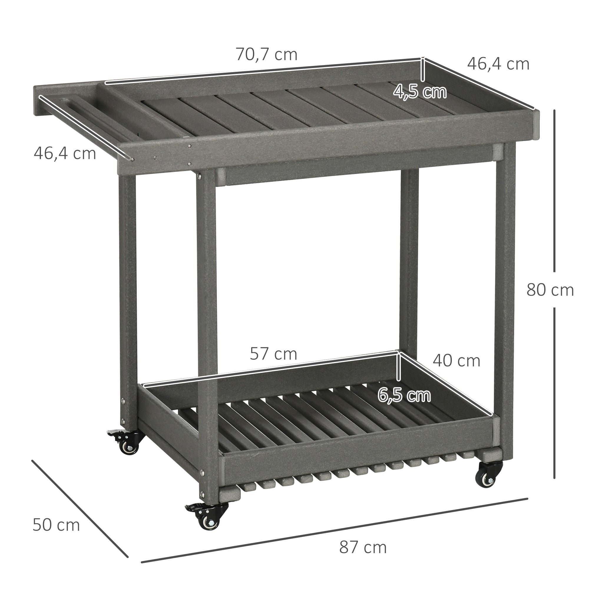 Serving Cart Barbecue Trolley, Towel Holder 2 Shelves 87x50x80cm Outdoor Multifunctional Table