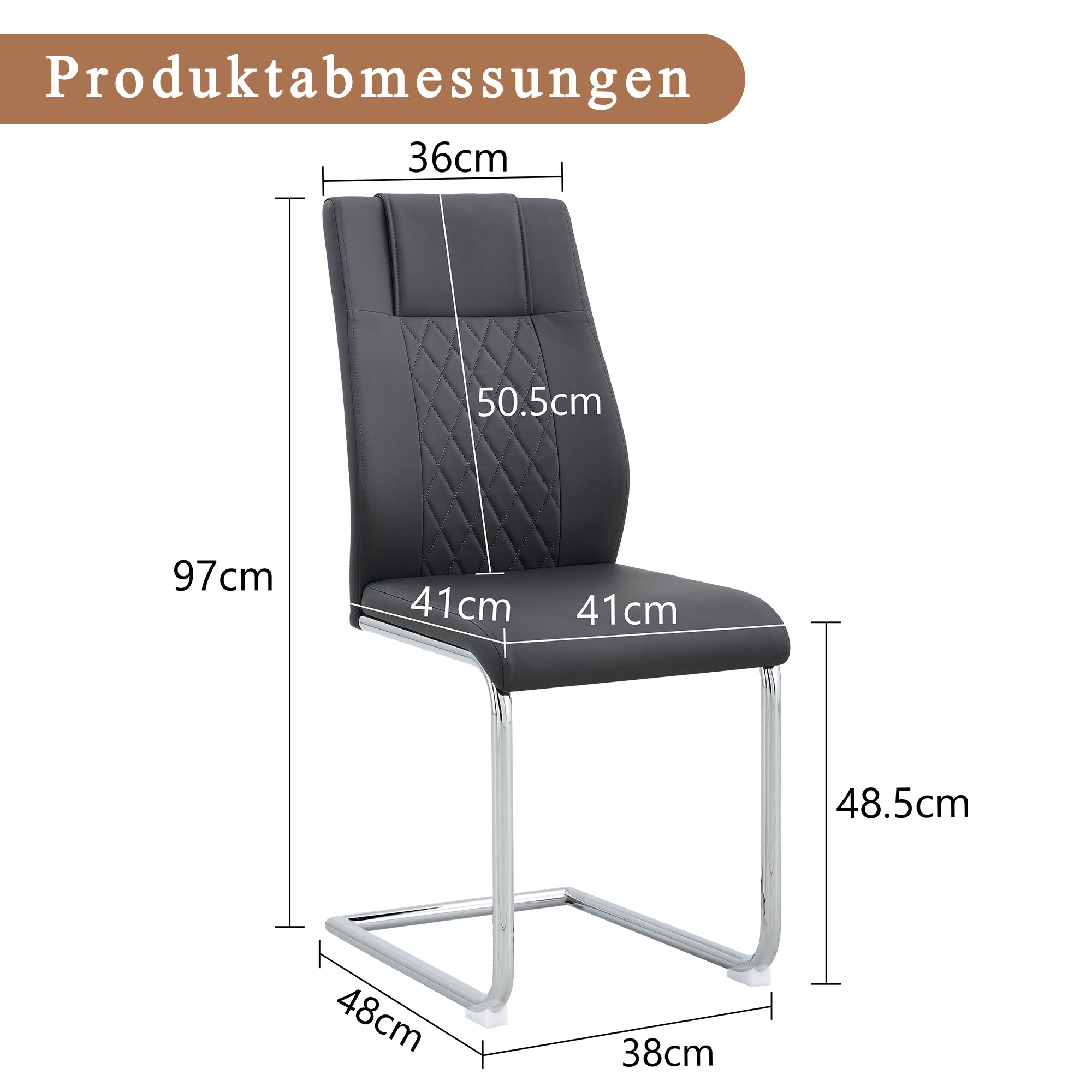 Dining Chair Set of 4 Nordic Style Mesh Stitching Silver Metal Legs Black PU