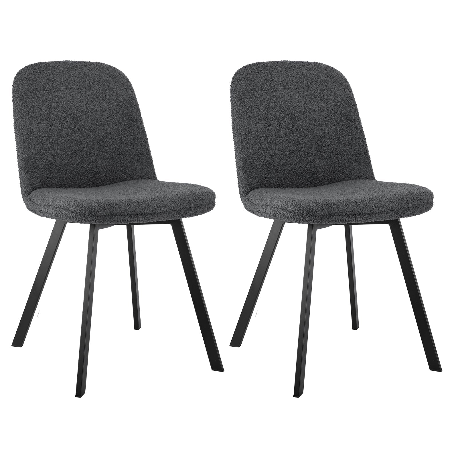 Dining Chair Set of 2, Soft Padding, All-Season Comfort, Stable Metal Frame, Teddy Fleece