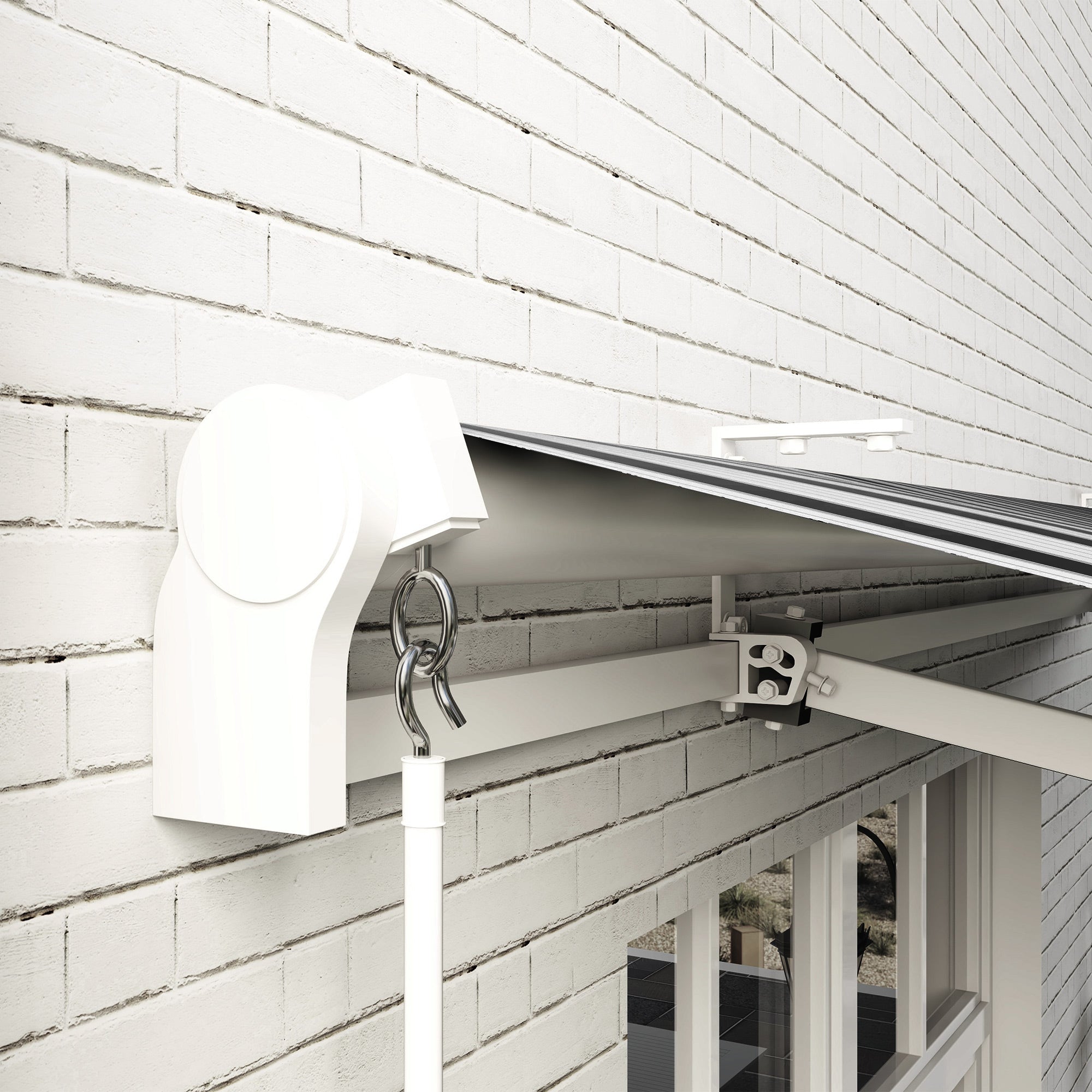 Balcony Awning UV-Resistant Hand Crank Aluminum Polyester, White+Blue