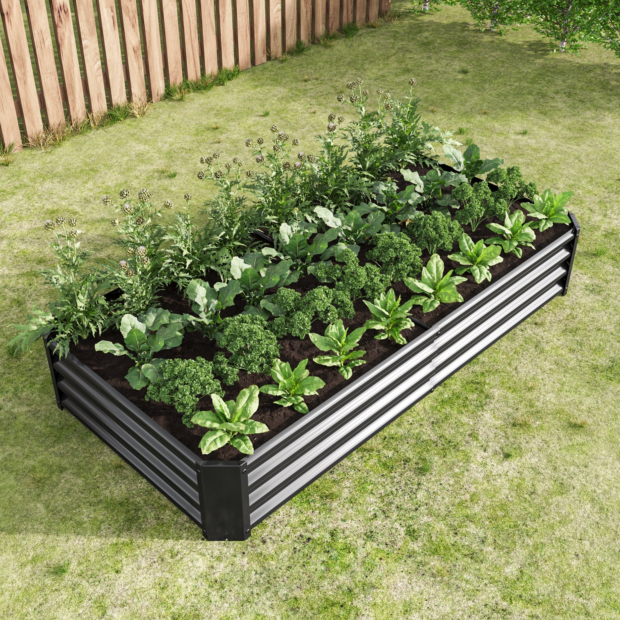 Raised Bed Metal Plant Bed for Garden, Robust Sheet Steel with Rust Protection Anthracite