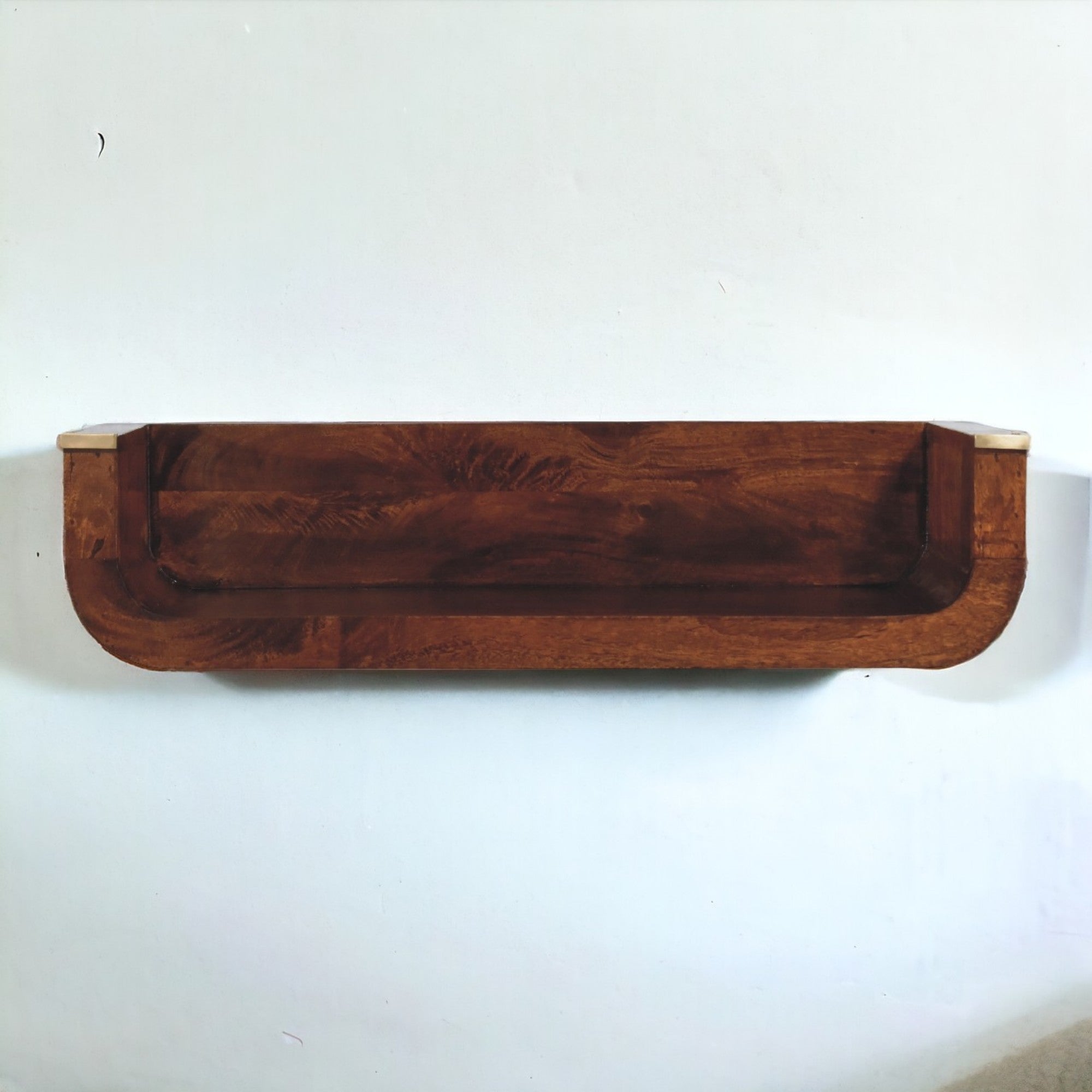 Solid Wood Indira Floating Console Open Slot Dark Brown