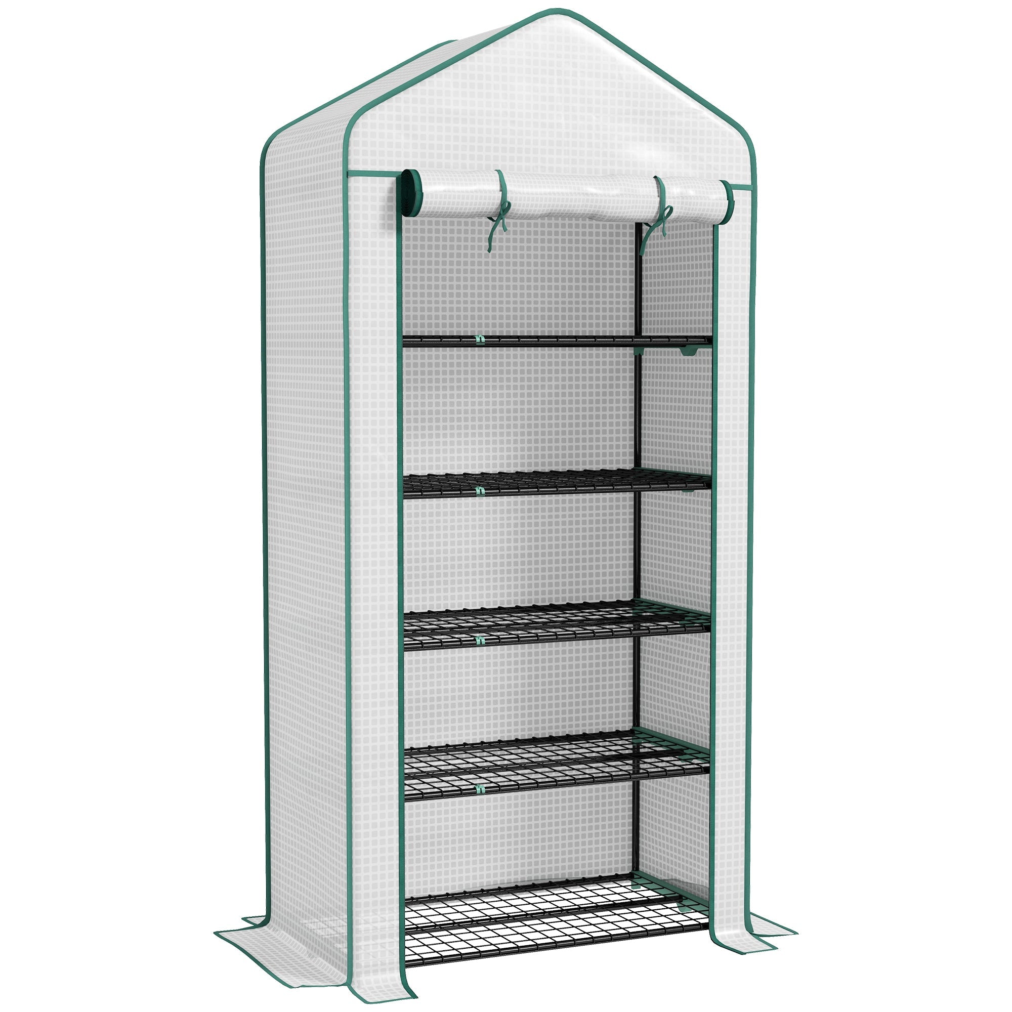 5 Tier Widened Mini Greenhouse, Portable Indoor Outdoor, Reinforced PE Cover, White
