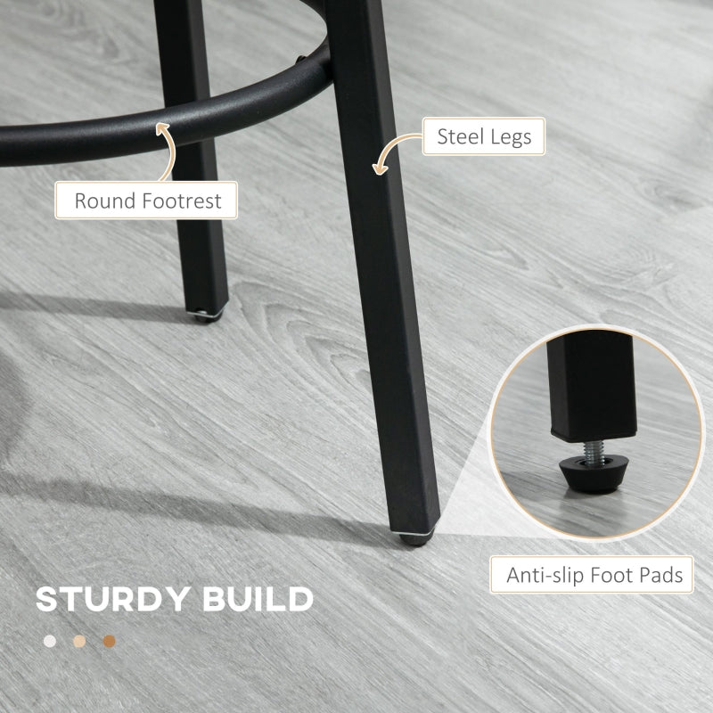 Bar Stools, Set of 2 Kitchen Breakfast Chairs 65cm High Seat, Rustic Brown