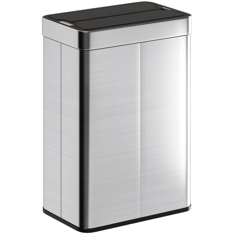 Sensor Trash Can 55 L Automatic Butterfly Lid - Stainless Steel Silver