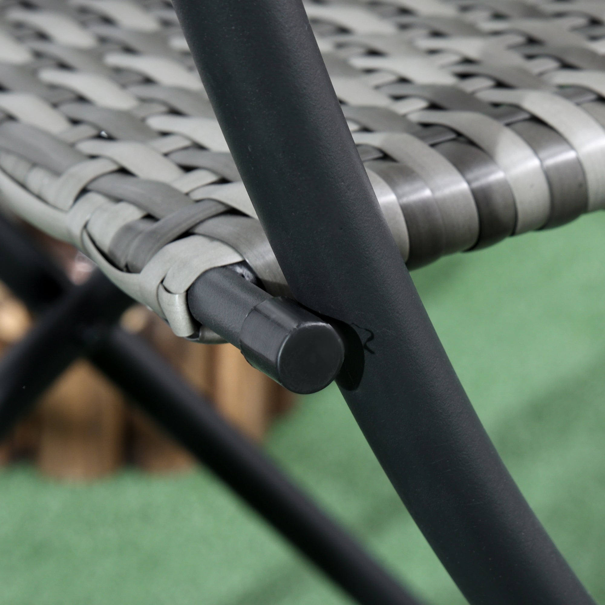 3 Piece Bistro Set, Wicker Folding Garden Furniture, Grey