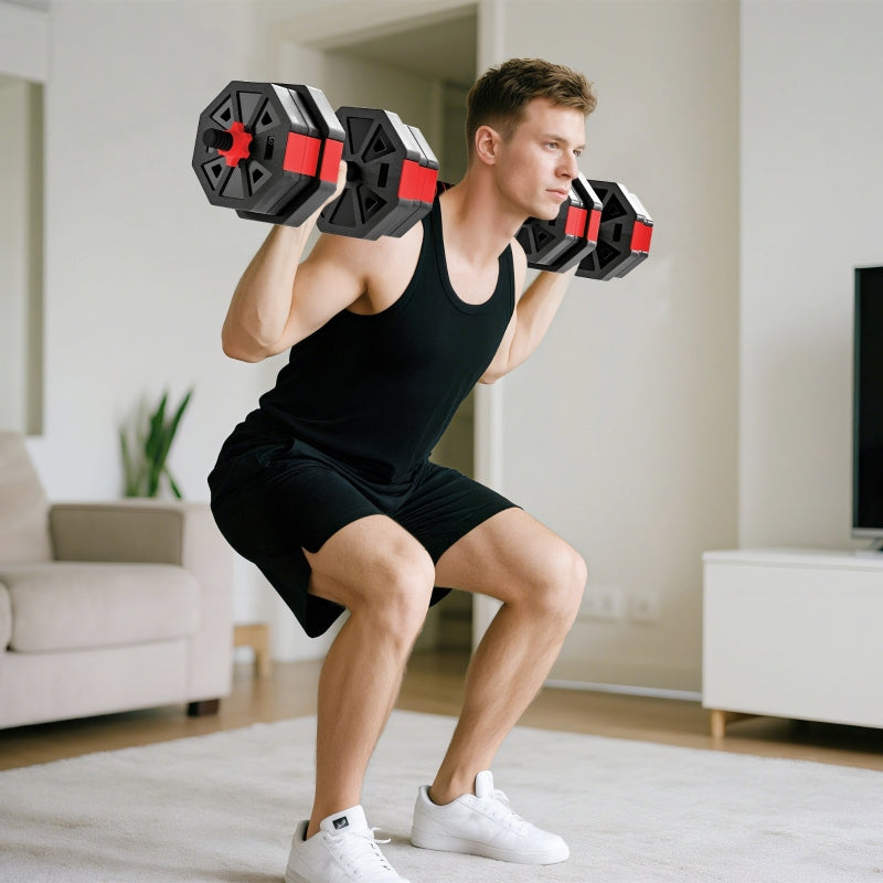 Dumbbell Set 4-in-1 Adjustable 20kg with Barbell
