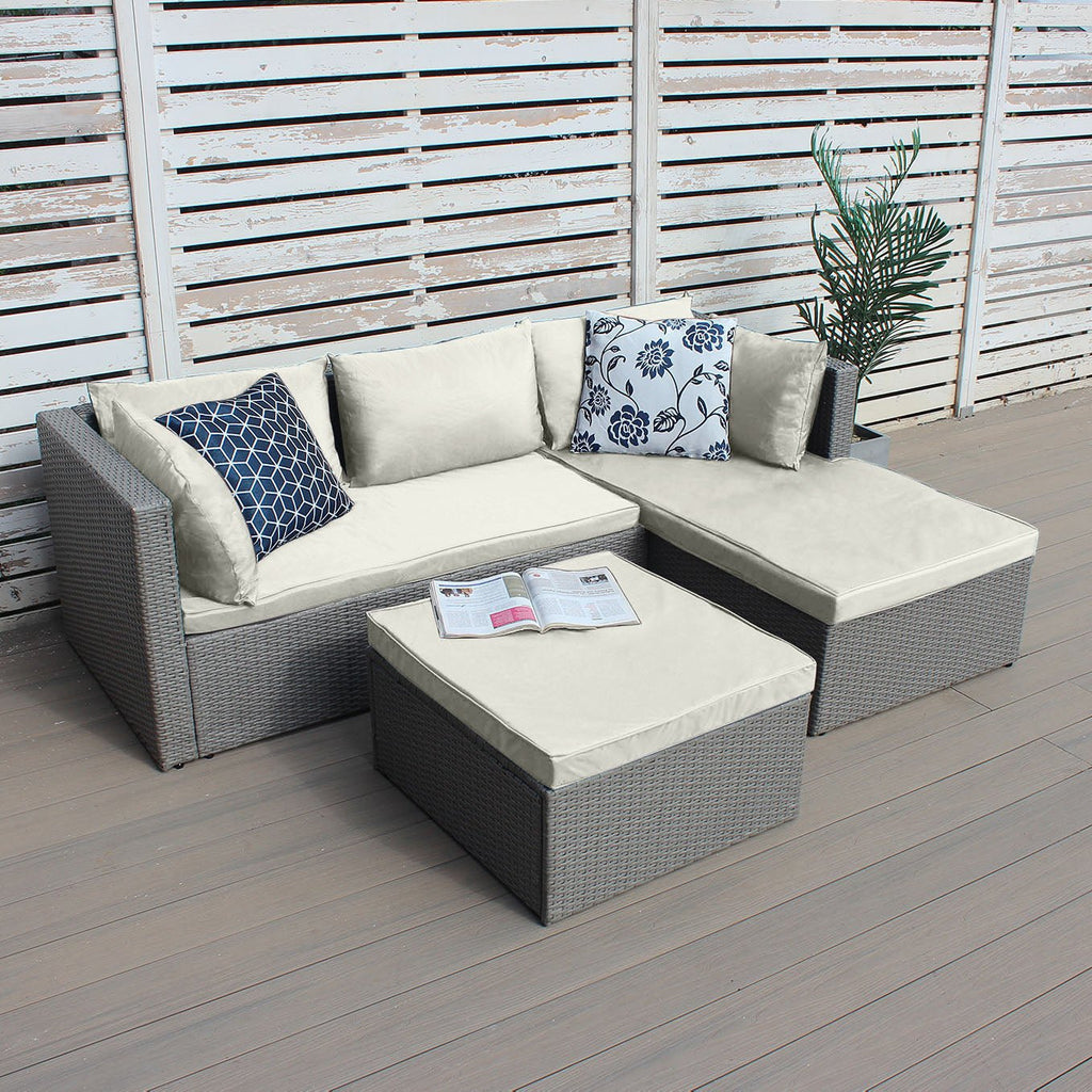 Chaise Corner Sofa Set (Dark Grey with Beige Cushions) - Rathwood Store