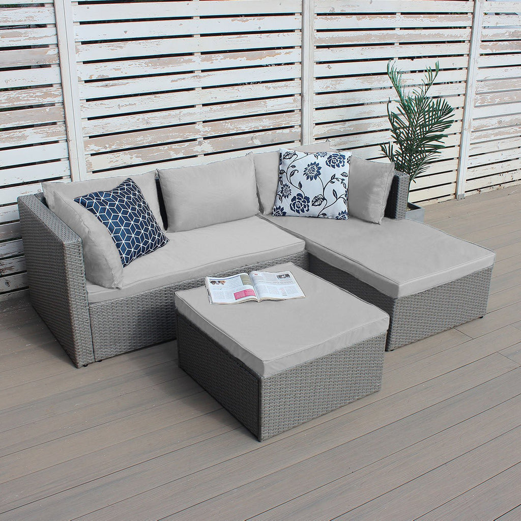 Chaise Corner Sofa Set (Dark Grey with Light Grey Cushions) - Rathwood Store