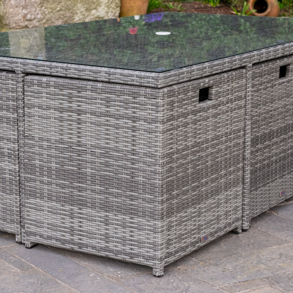 Charleston - 6 Seat Cube Set with Rectangular Table (Light Grey) - Rathwood Store